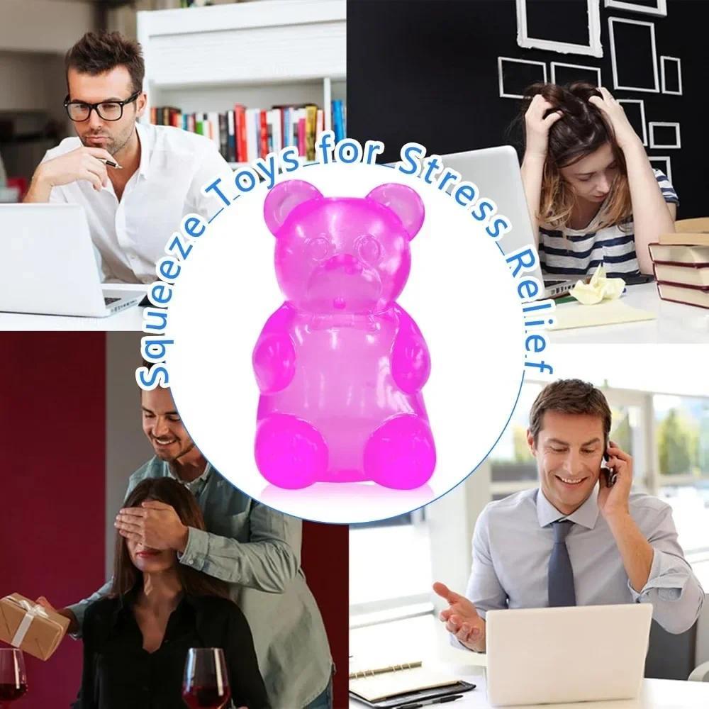 Squishy Cute Bear Maltose Squeeze Toy NeeDoh Stress Relief Fidget Colorful Sensory Toys Boxed Soft Slow-Rebound Squishies for Adults Gifts