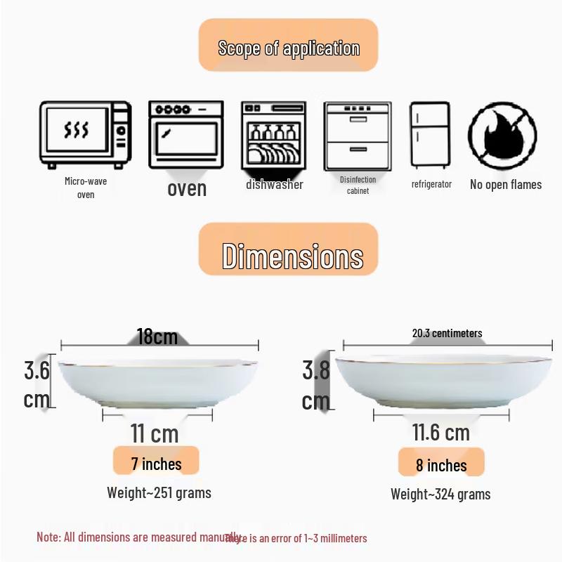 Taisun Goldrand 8-Zoll Keramik-Obstteller (2er Set)