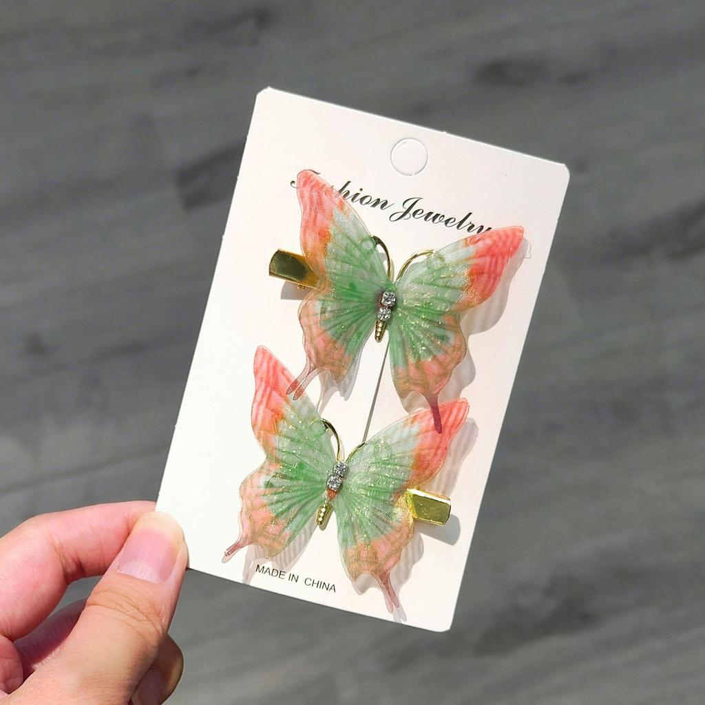 Gradient Butterfly Hairpin for Children - Cute Mesh and Alloy Duckbill Clip, Perfect for Hanfu and Fairy Styles