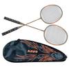 2Pcs Badminton Racquet Set Lightweight Iron Alloy One Piece Badminton Rackets with Storage Bag for Beginner