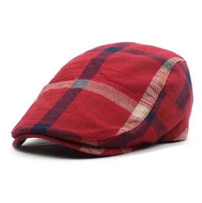 New Polyester Thin Cap Men's and Women's Retro Hat Plaid Beret Outdoor Visor Forward Hat