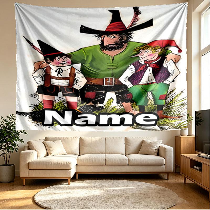 Custom Name Personalized Der Rauber Hotzenplotz Print Tapestry, Wall Art Decor, Bedroom, Dorm, Apartment, LivingRoom, Party Backdrop, Gift for Birthda
