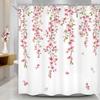 Roze Roos Bloemen Douchegordijn Romantisch Vintage Bloemen Uniek Wit Reliëf Beeldhouwwerk Retro Bladeren Plant Botanisch Badkamer