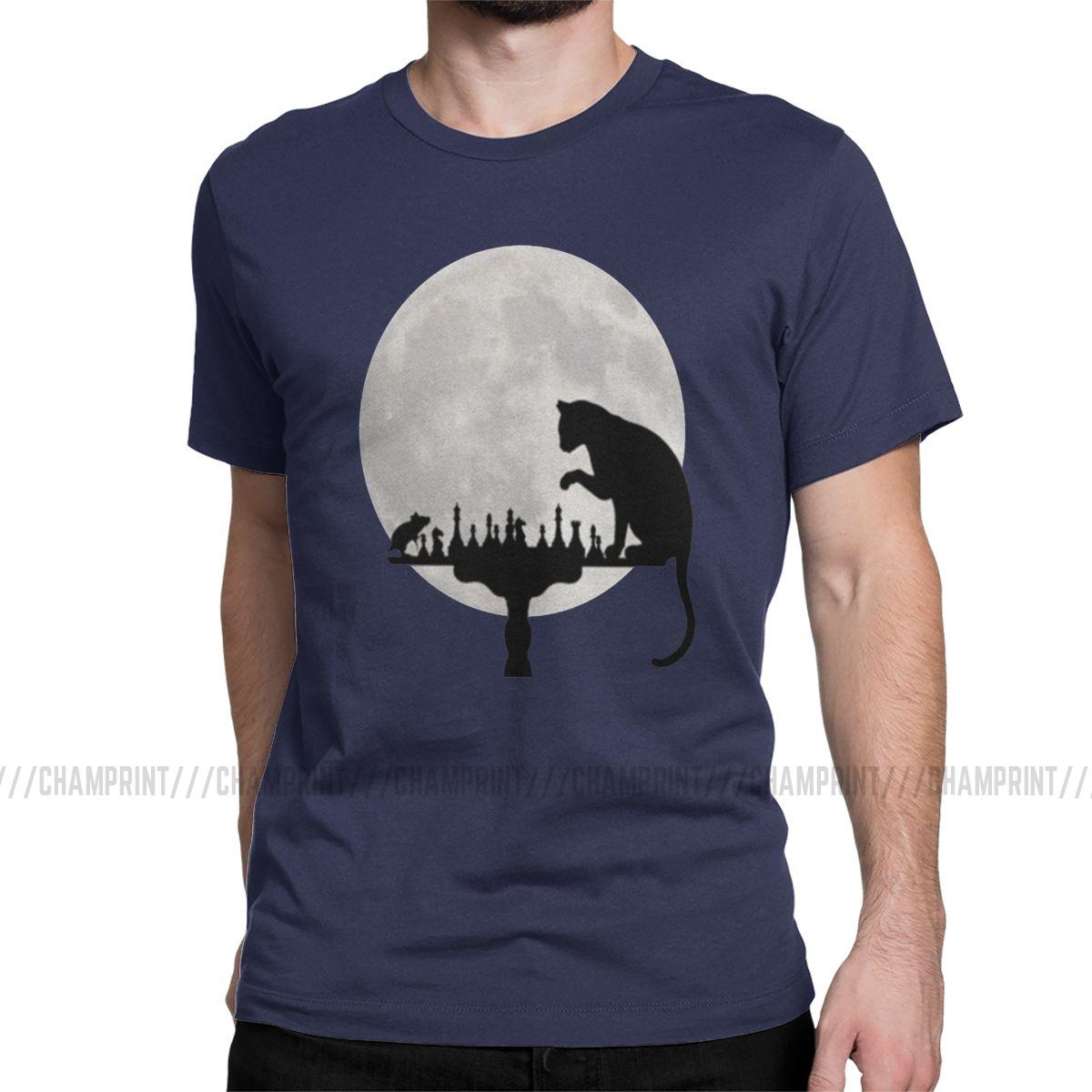 

Men TShirts Cat And Rat Playing Chess Hipster Tee Shirt Short Sleeve Intellectual Game Player T Shirts Crewneck Tops Summer 4XL
