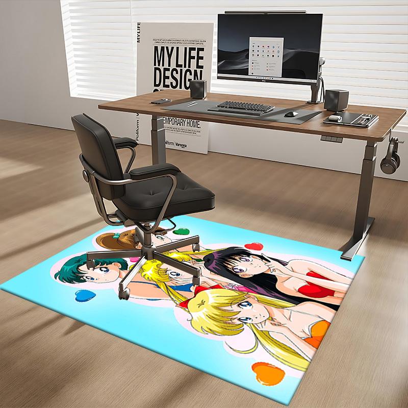 1pc Sailor Moon Anime Cartoon Design Office Chair Mat Non-Slip Carpet for Home Decor, Suitable for All Seasons, Perfect Gift for Fans.O052