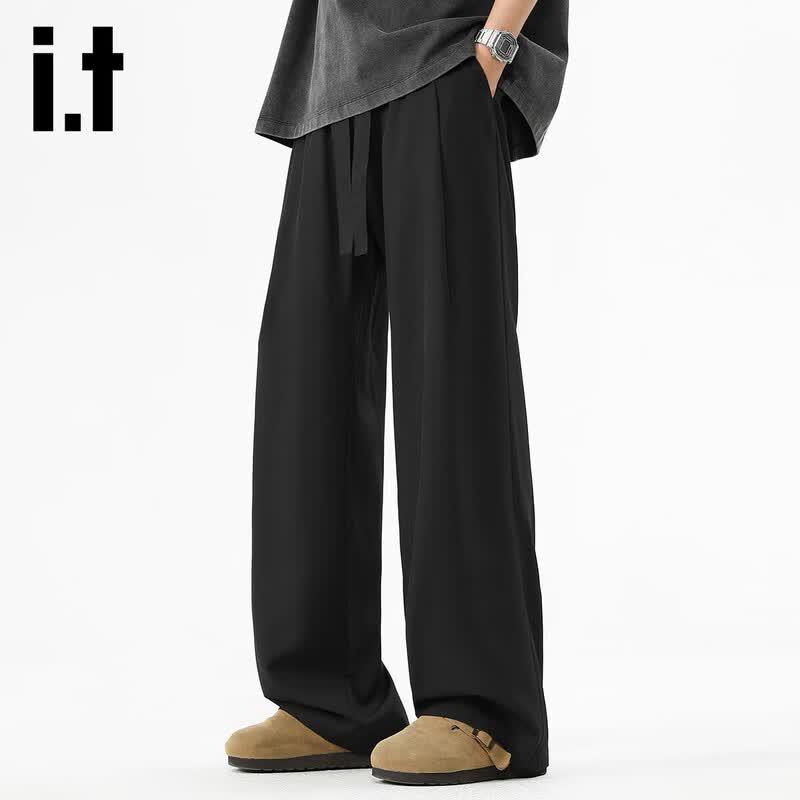 izzueit Men s Ice Silk Straight-Leg Casual Pants M