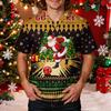 Men's Caregiver Uniform Top with Christmas Print Short Sleeve V-Neck and Pockets