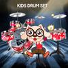 6-teiliges Kinder-Schlagzeug-Set, Schlagzeug, Jazz-Schlagzeug mit klappbarem Tritthocker, Beckenpedal, Trommelstöcken
