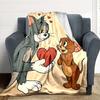 1pc Tom Jerry Love Heart Flannel Throw Blanket - Lightweight Soft Warm All-Season Blanket for Sofa, Bed, Travel, Camping  L1029168