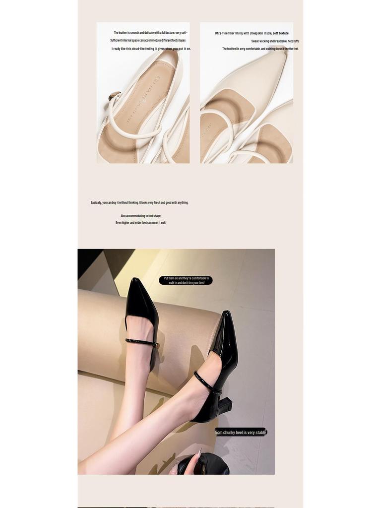 BEIJIANI 5168-11 Lackleder Blockabsatz Einriemen Damen Schuhe - Bequemer Mittelhoher Absatz