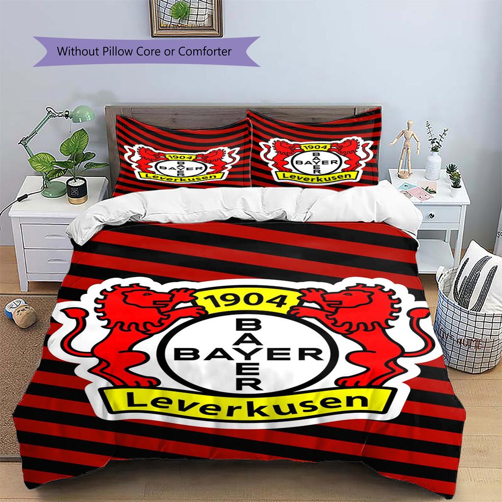 Bayer Leverkusen Pattern Bedding Set Quilt Cover Pillowcase Home Decor Gift (1 * Duvet Cover + 2 * Pillowcase, Without Core)