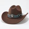 Spring and summer European and American style woolen cowboy hat men and women couple ethnic wind roll along top hat sun hat jazz hat