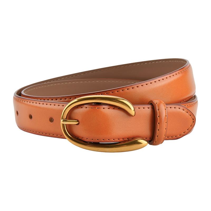 

Letter C Button Women s Genuine Leather Belt Versatile Jeans Korean Style Fashion Decorative Belt Girls High-end 105cm