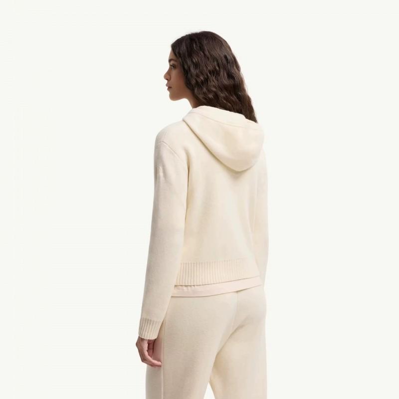 Womens Casual Commute White Knit Hooded Zip Sweater 2026