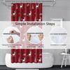 Christmas Shower Curtain For Bathroom Red X-Mas Shower Curtain Set With Hooks Elk Christmas Trees Snowflakes Decor Waterproof