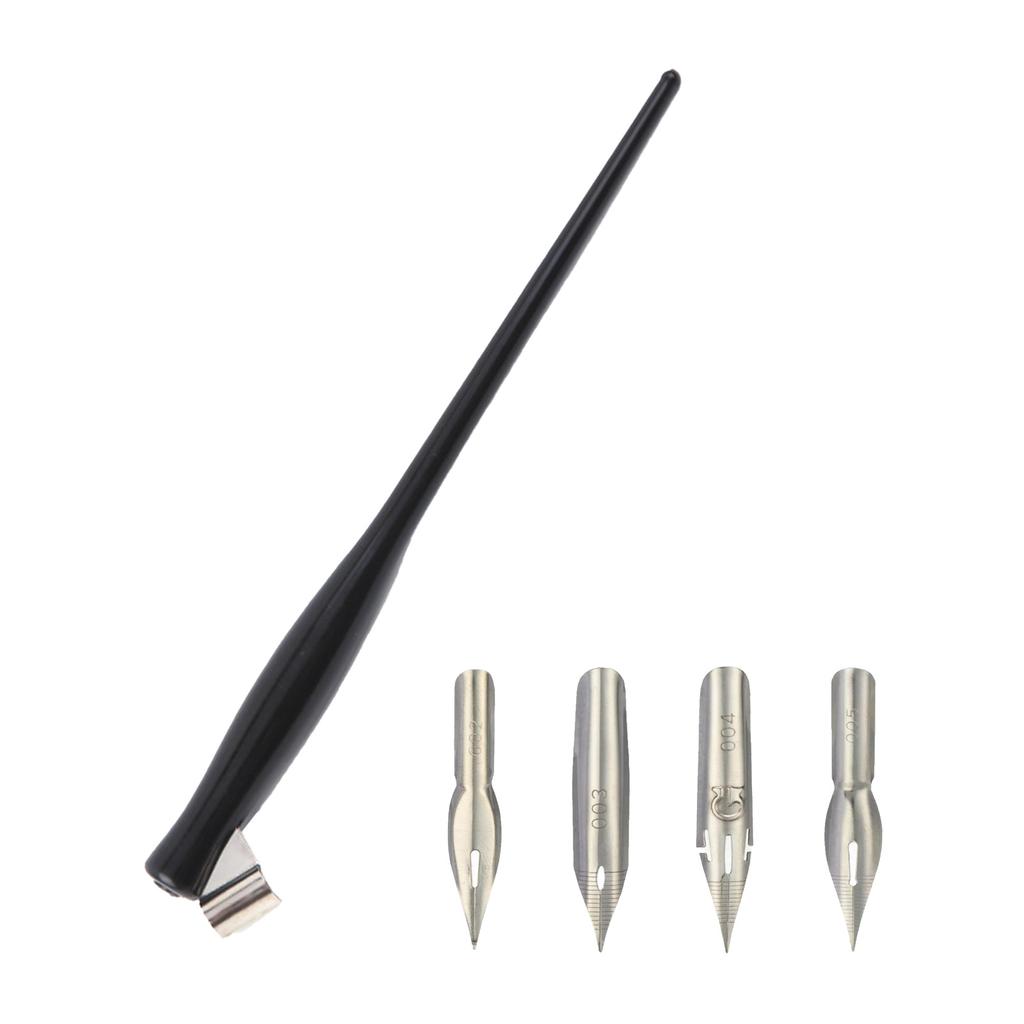 Dip Pen Holder with 4 Interchangeable Tip Resin Dip Pen Holder Adjustable Metal Flange for Beginner Artist Writing