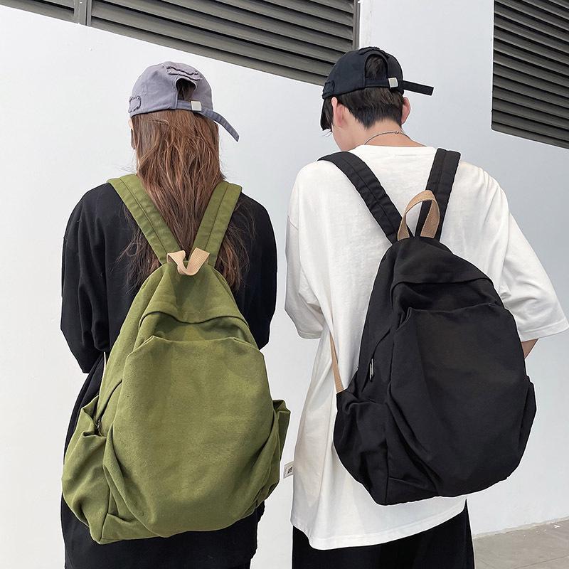 Retro Forest Canvas Backpack for Girls - Japanese Harajuku Style, Simple & Versatile for High School Students