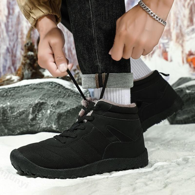 Fashion New 2025 Winter Fashion Versatile High Top Casual Snow Boots for Men Warm Comfortable Non Slip Concise Design Plush Cotton Boots