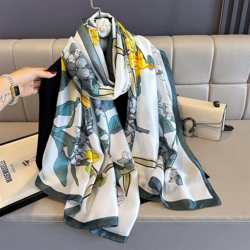 Women 180*90cm Fashion Beautiful Soft Silk Scarves Female Lady Shawl Hijab Wrap Foulard Bandanna Muffler Beach Pareo