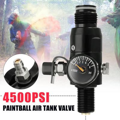 Entrada 4500psi Salida 1800psi Regulador de tanque de aire HPA 5/8''''-18UNF Roscas Regulador de válvula de paintball Negro