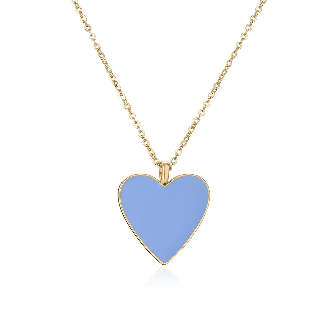 HECHENG,Gold Plated O-Chain Heart Pendant Necklace Copper Enamel Colorful Necklace Zircon for Women