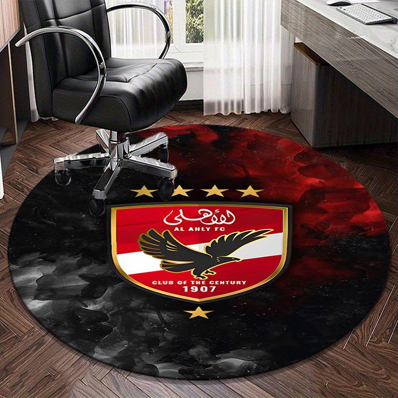 1PC round rug Ahly Football club Printed Round Area Rug ,Rug For Home Office, Round Chair Rug, Decorative Carpet Fan gifts Christmas gift