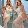 Lady New Plus Size Bodysuits Sexy Nightgown Women Flower Design Jumpsuits Crotchless Erotic Clothes Black Full Bodystockings