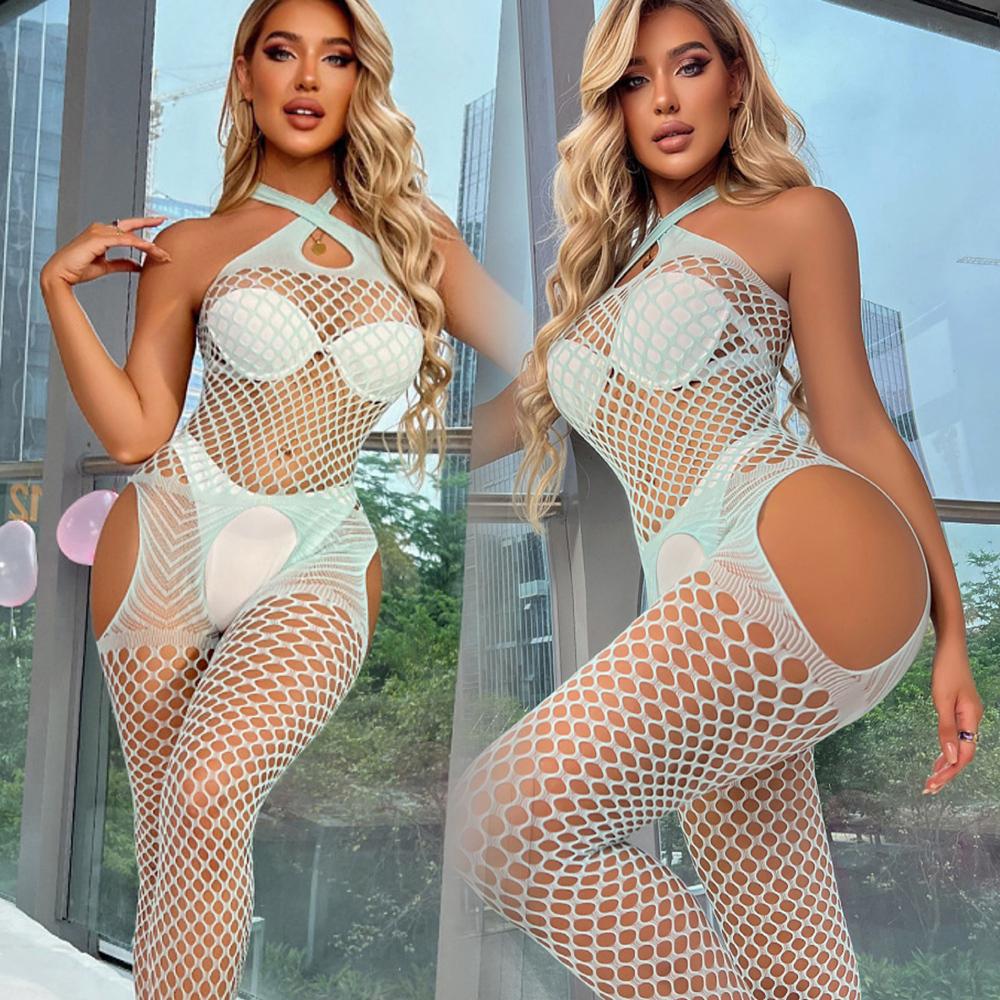 Lady New Plus Size Bodysuits Sexy Nightgown Women Flower Design Jumpsuits Crotchless Erotic Clothes Black Full Bodystockings