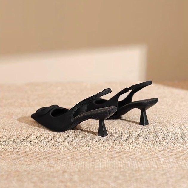 Internet celebrities popular Baotou sandals women's summer thin women's shoes square buckle with empty single shoes stiletto high heels