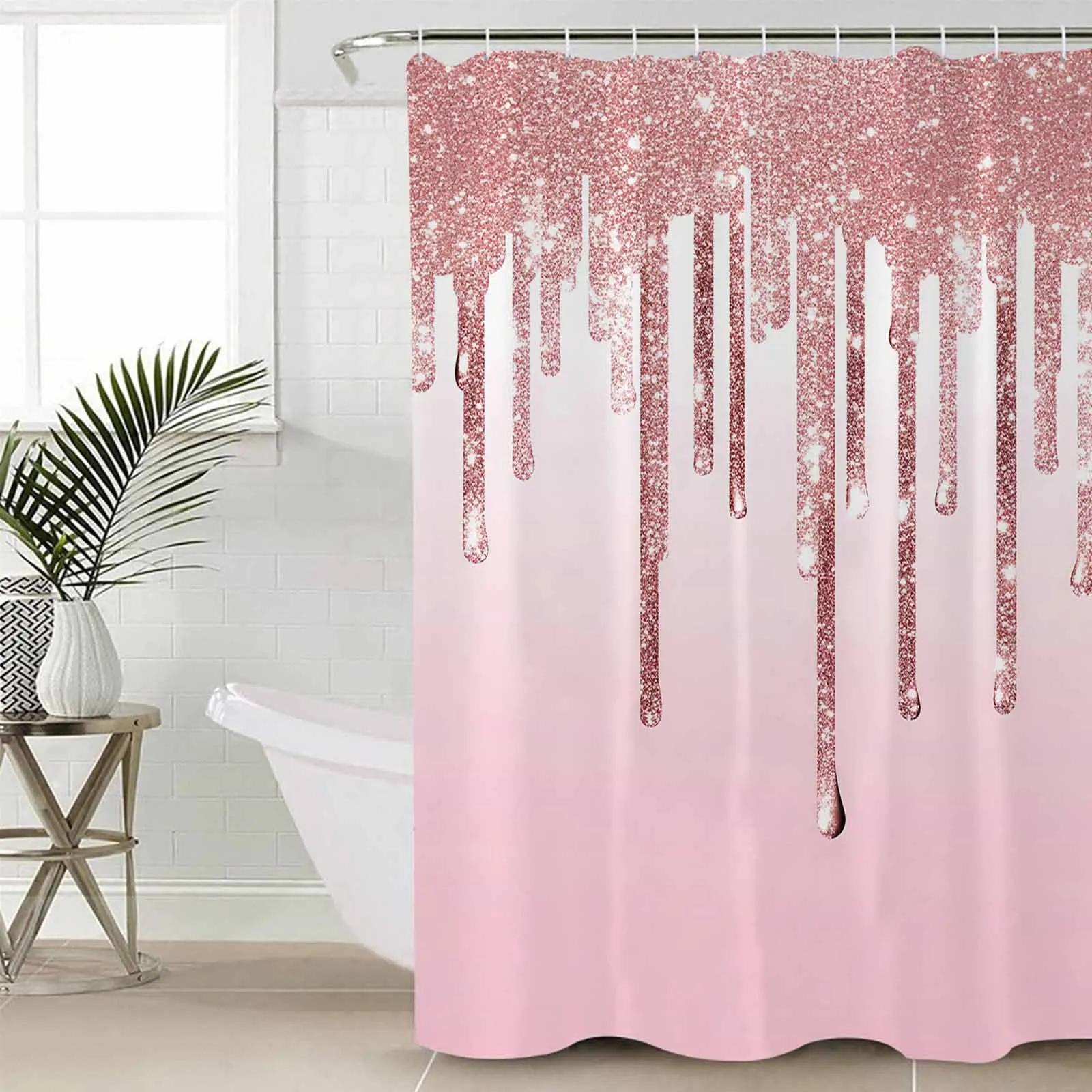 

Pink Droplet Gradient Texture Shower Curtains Waterproof Bath Curtains Home Decor Modern Luxury Bathroom Curtain W60H190(CM)-1 Pcs