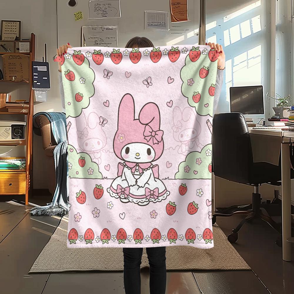 1PC My Melody Print Flannel Blanket, High quality All Seasons, Home Decor, Warmth and Comfort, Perfect for Christmas Gifts