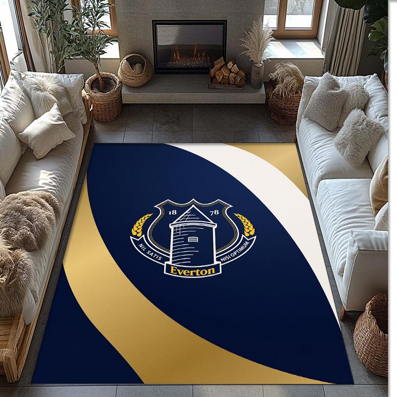 Tappeto in Velluto di Cristallo con Stampa Calcio Everton, Comodo Assorbente d'Acqua Antiscivolo Tappeto per Pavimenti Interni