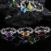 S925 Sterling Silver Natural Topaz Garnet Diopside Amethyst Olive Treasure Ring Women