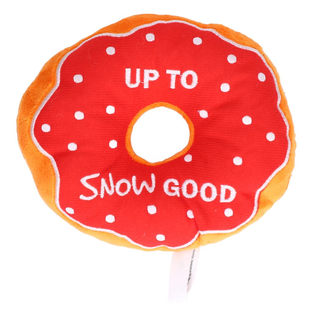 Pet Donut Toy Plush Bite Resistant Teeth Grinding Christmas Pattern Dog Squeaky Toy for Puppy Cat