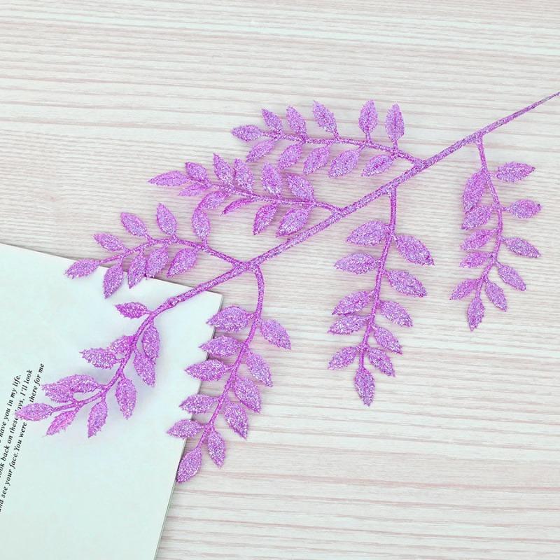 45Cm melon seed leaves, Christmas gold dust plastic leaves, Christmas tree photo frame European flower arrangement decorative bayberry leaves