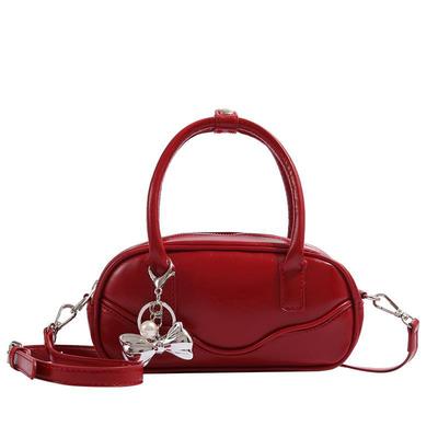 Sac Oreiller Sac Niche Mode Vintage Sac à Bandoulière Texture Rouge Main Bandoulière