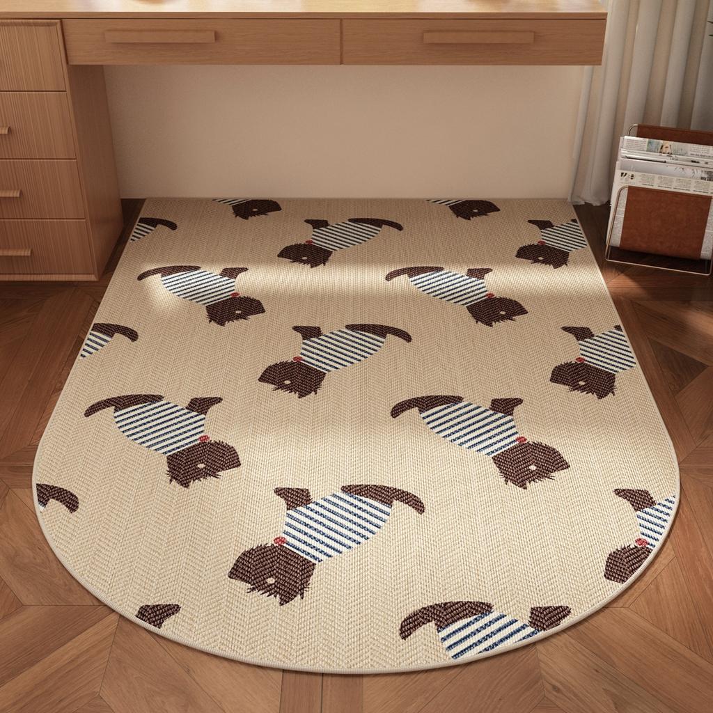 Study Carpet Non-Slip Waterproof Wear-Resistant Floor Mat Children'S Room Fun Cute Pattern Rug Semicircle Home Decoration Mats