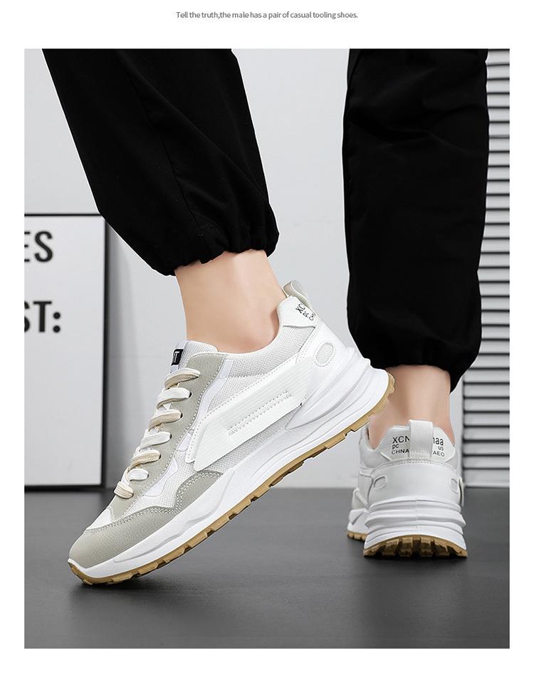 2025 Men's Summer Breathable White Mesh Sneakers - Korean Style Casual Versatile Dad Shoes