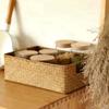 HandWoven Basket Rattan Wicker Basket Wicker Fruit Tea Snack Storage Basket Bread Picnic Basket Cosmetic Box House Ware