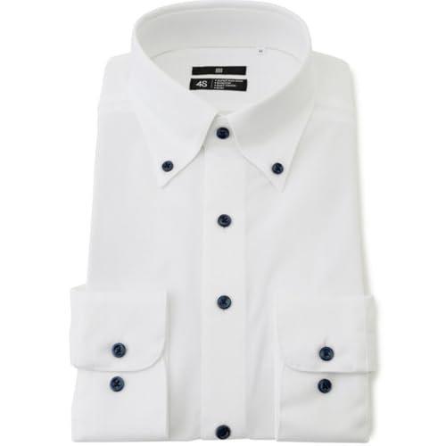 SUIT SELECT 4S BLACK LINE Slim Fit Men's Dress Shirt Non-Iron Stretch Cutaway Collar White Dobby L Size 41-86