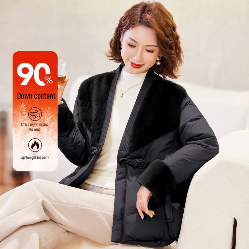 Women s Chinese Style Plush Splice Down Jacket XL