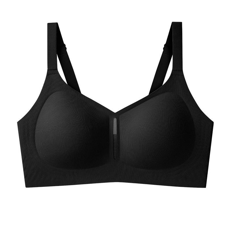Glue bra gathered fixed cup jelly soft support big chest thin full cup large size bra one piece