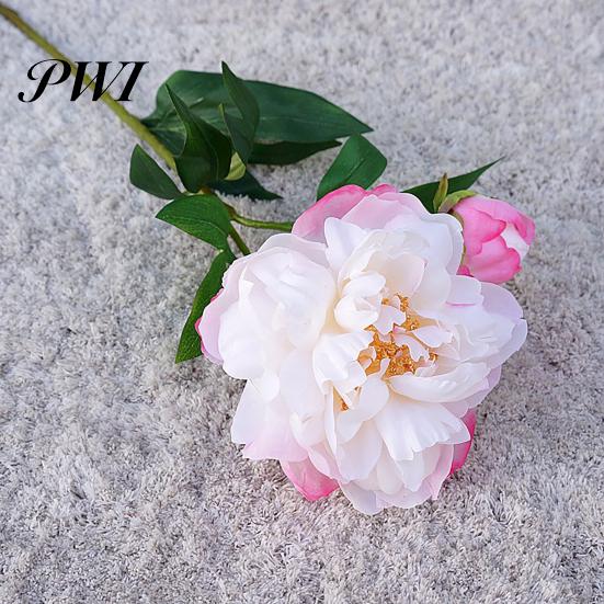 Artificial Flower 1Pc Realistic Easy Care 2-head No Fade Peony Fake for Wedding Faux