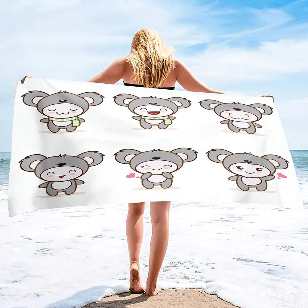 Cartoon Koala Strandtuch, Mikrofaser Große Badetücher, Schnelltrocknende Pooltücher Übergröße, Fitnessstudio Poolseite Sonnenliege Überwurf für Männer Frauen