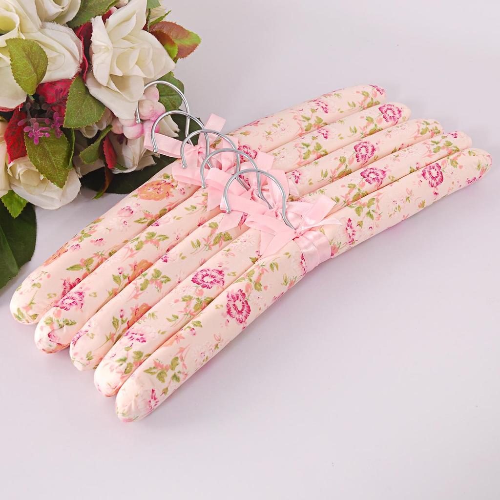 Floral Fabric & Wooden Non-Slip Clothes Hanger for Adults