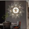 Large Silent Sunflower Shape Wall Clock Iron Metal Modern Non-Ticking Round Dial 27.5 Inch Chic Decorative Clock for Living Roo