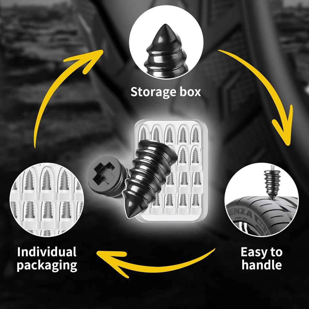 40 PCS Tire Repair Rubber Nails Kit With 2 Sizes, Screw In Tire Repair Plugs With Box And Screwdriver, Fast Self-Service Tire Repair Tools, Tire