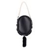 Z25721 Mineed by Osel Cat Ear Plush Pouch, Small, S Size, Pearl Strap, 5 Colors Available, 14cm x 10.5cm, Plush Toy Storage (Black)