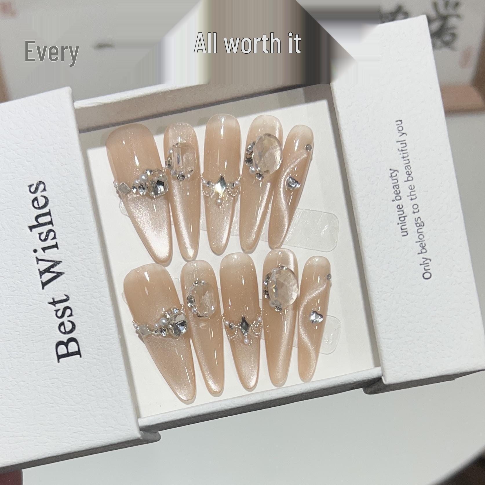 

Западная Дива Узкая Одежда для Собак Носимые Длинные Телесные Гофрированные Кошачий Глаз Блестки Бриллиант Накладные Ногти Large L