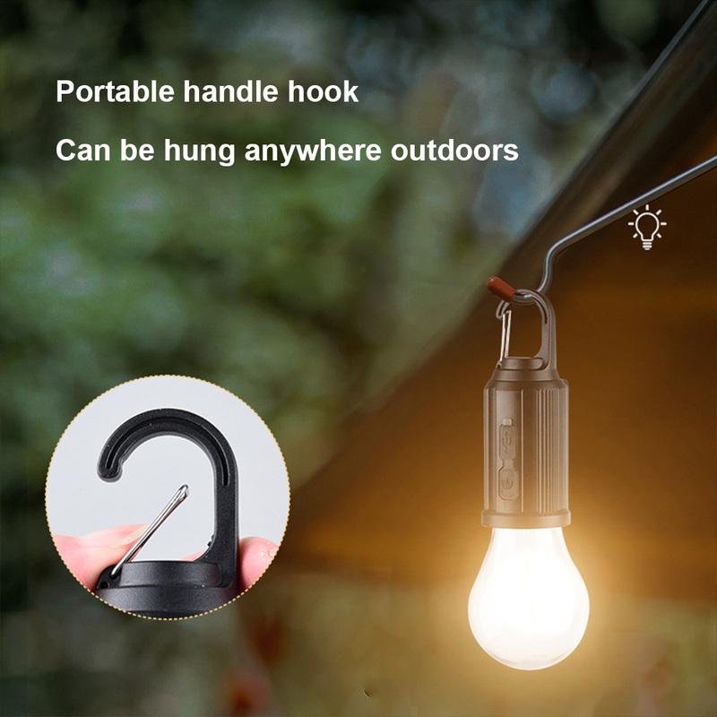 Outdoor USB Rechargeable LED Lamp Bulbs Solar Portable Camping Light with Hook Waterproof Handheld Lamp for Outdoor BBQ Camping